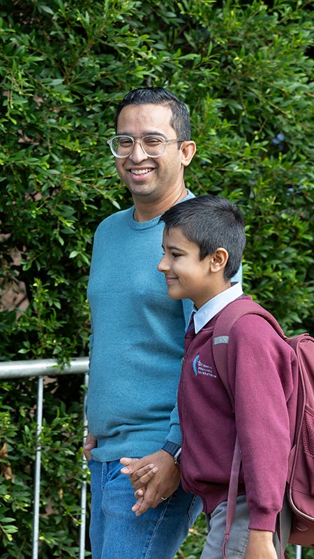 Happy Dad and Son enrolled in Catholic Schools Parramatta Diocese