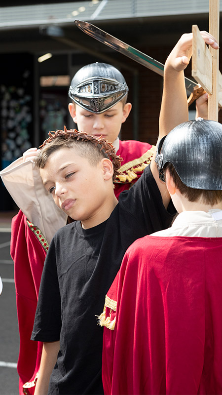 St Nicholas of Myra Primary, Penrith student in liturgical drama performance