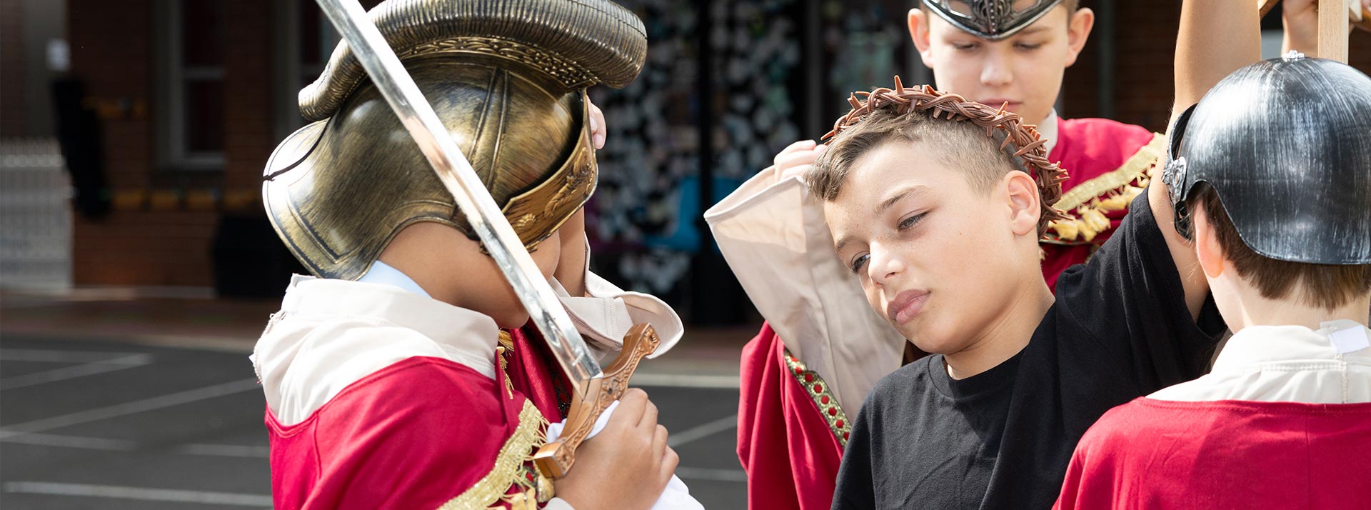 St Nicholas of Myra Primary, Penrith student in liturgical drama performance