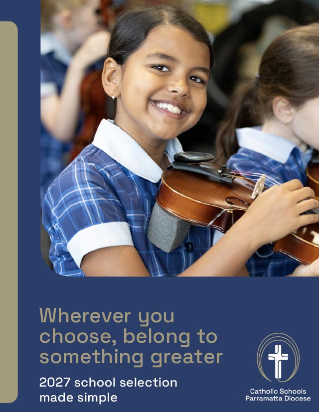 Cover of Brochure which reads Wherever you choose, belong to something greater. 2027 school selection made simple