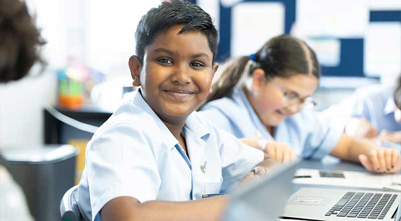 St Canice's Katoomba students using laptop in classroom environment