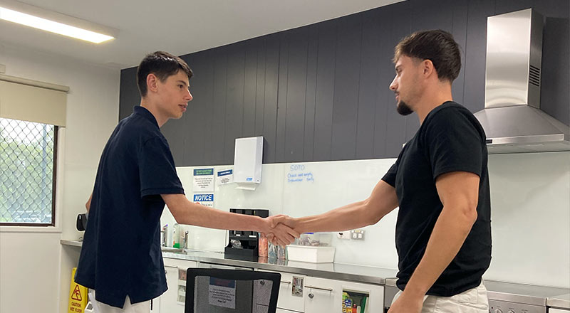 Students practising interview skills