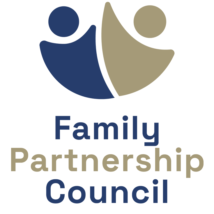 Logo which reads Family Partnership Council. The logo is a depiction of two people.