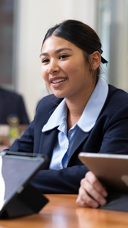 St Columba's College Springwood students using iPads to assist in learning