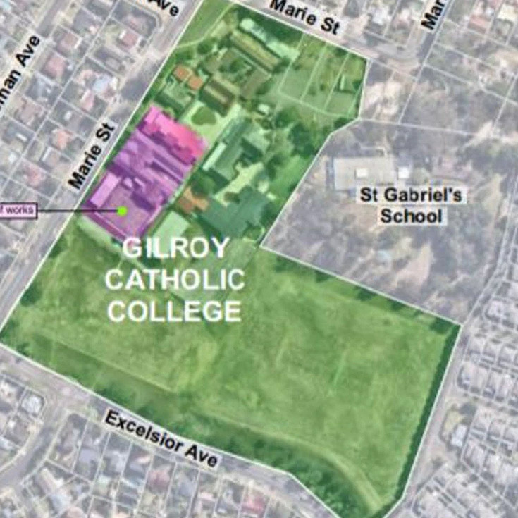 An aerial view of the proposed development site - Gilroy Castle Hill