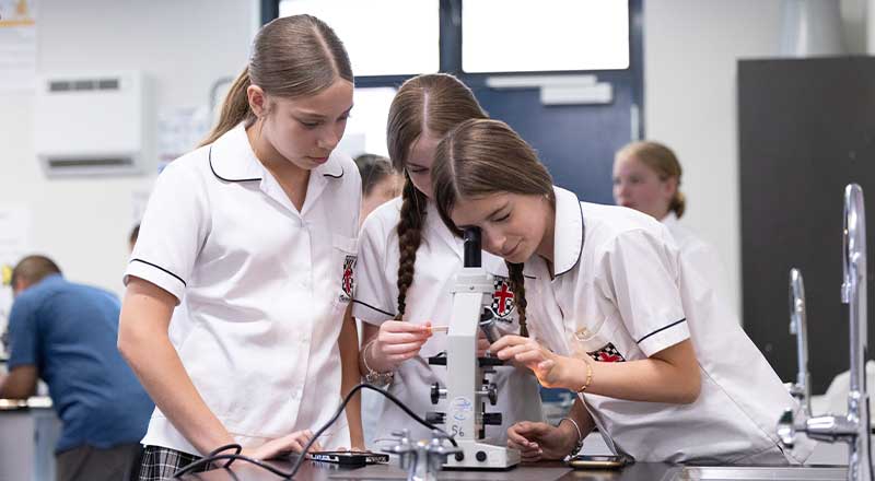 Xavier College Llandilo students in science class