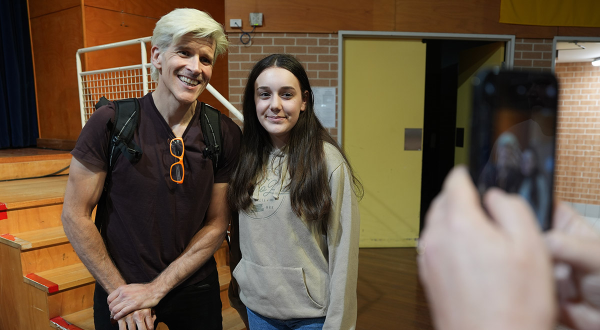 Osher Gunsberg talks to parents and carers of students at Catholic Education Diocese of Parramatta