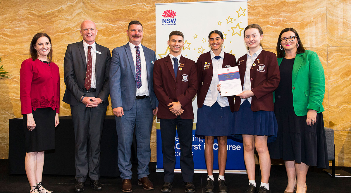 Bede Polding representatives together with Minister for Education Hon Sarah Mitchell MLC