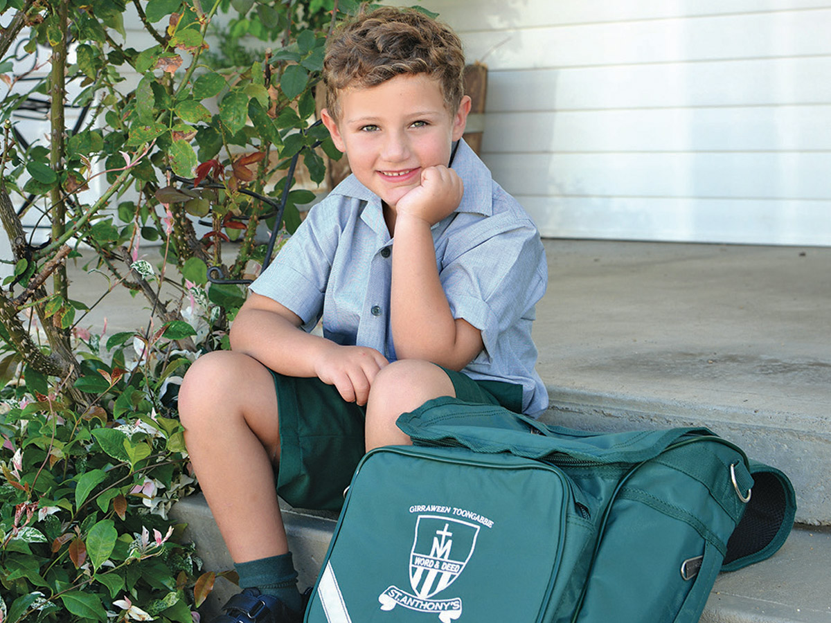 Lincoln Ashmore is excited for his first day at Kindergarten. Photo: Melissa Stevens.