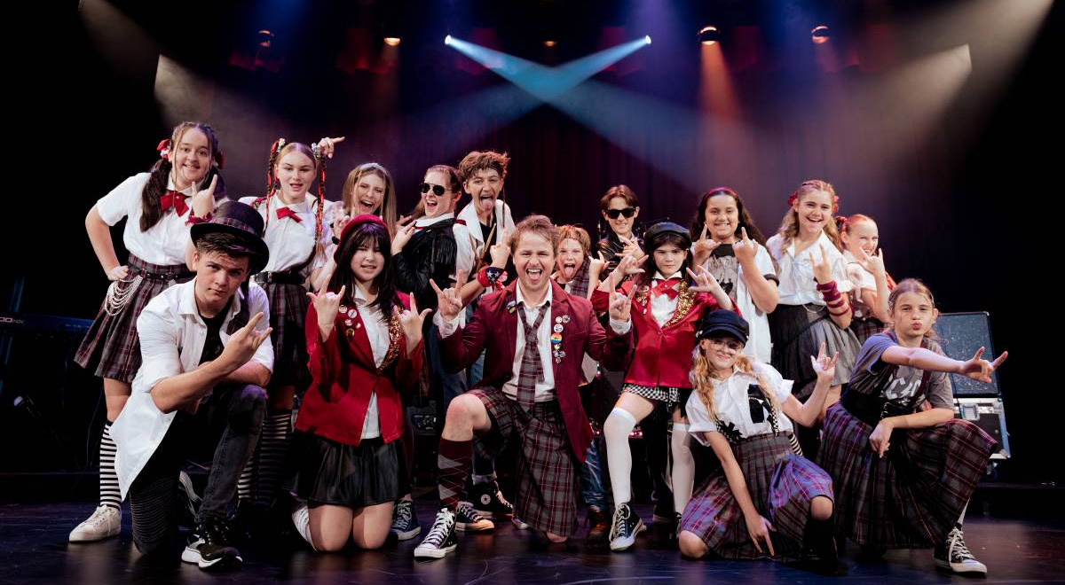 Some of the School of Rock cast who are gearing up to astonish audiences at the Blue Mountains Theatre and Community Hub from May 20 to June 4.