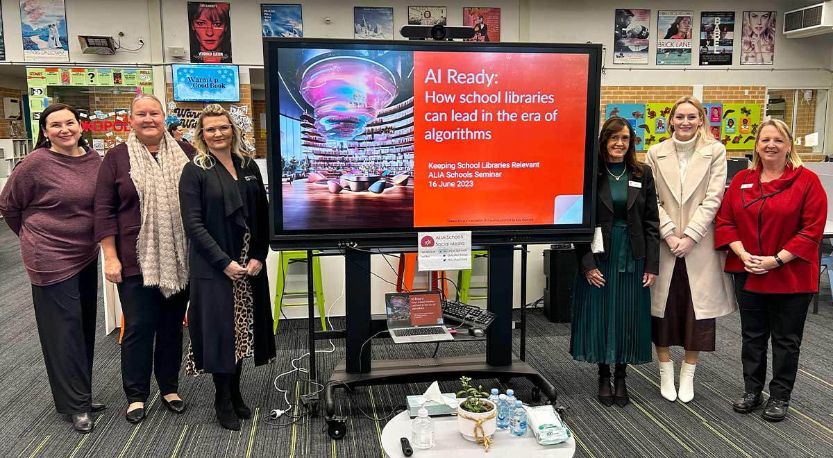 CSPD Teacher librarian presenting at the ALIA seminar about artificial intelligence (AI)