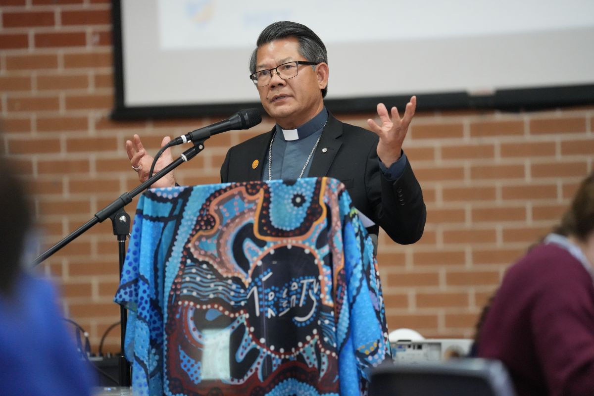 Bishop Vincent Long speaking at the Social Justice Launch for Catholic Schools Parramatta Diocese