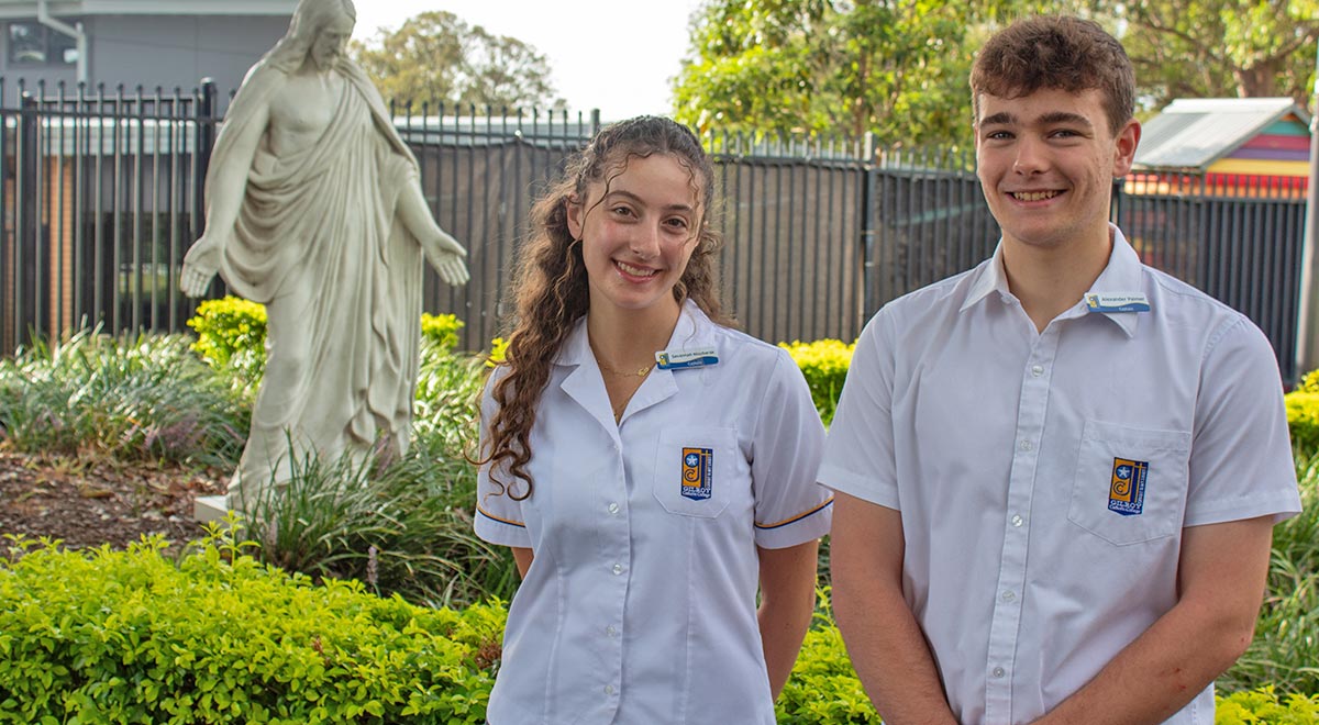 Gilroy Catholic College, Castle Hill school captains Savannah Moubarak (left) and Alexander Palmer (right)