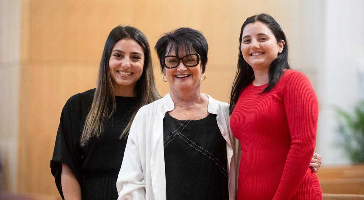 New teachers Georgia Maroun (left) and Dian Al-Shammis (right) with Holy Family Principal Cheryl Fortini