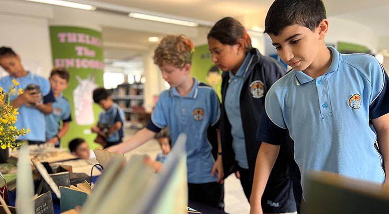 St Margaret Mary's Primary Merrylands students with ANZAC Day mementos