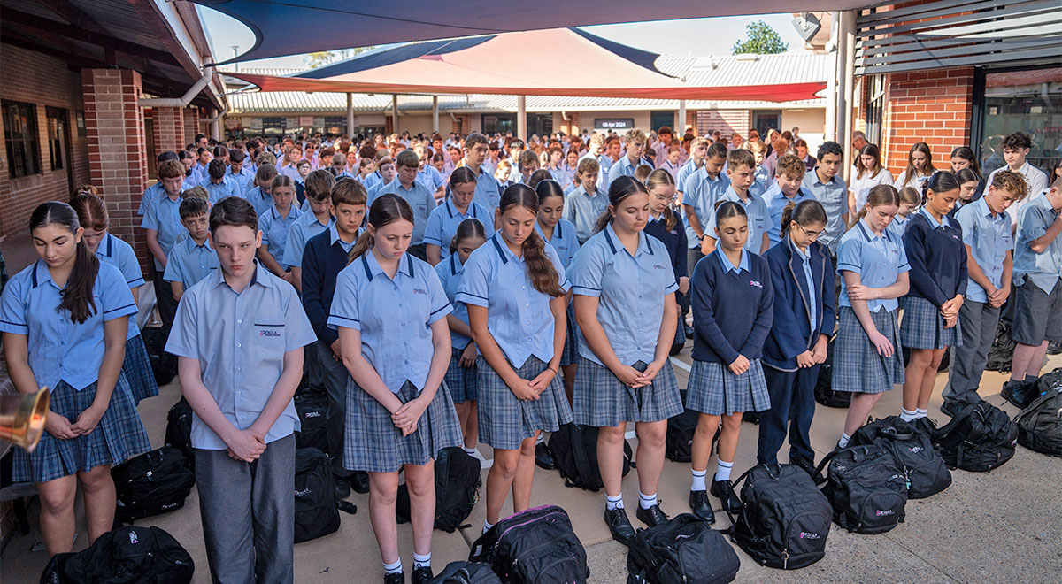 Penola Catholic College students during ANZAC remembrance