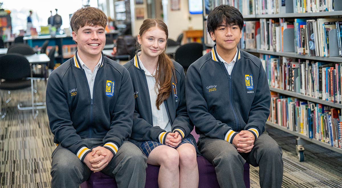 Gilroy Catholic College Castle Hill students being interviewed by Daily Telegraph