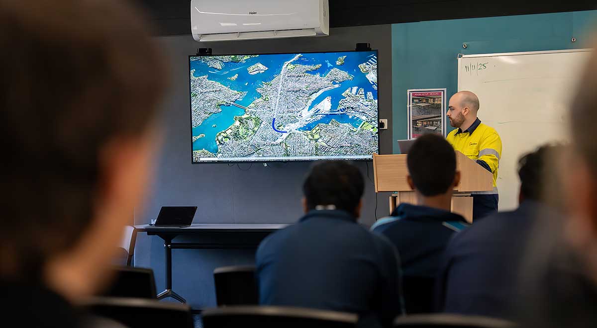 Joshua Nagle, ACCIONA, presenting to Penola Catholic College students