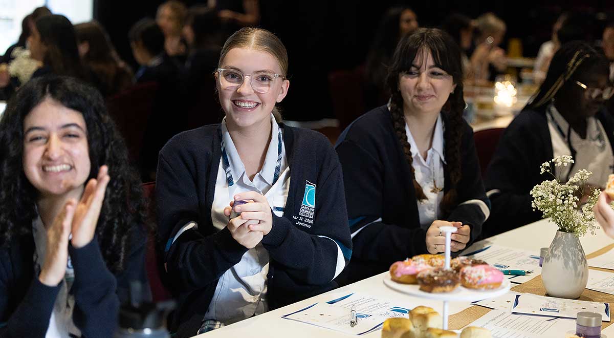 Caroline Chisholm Catholic College students at High Tea