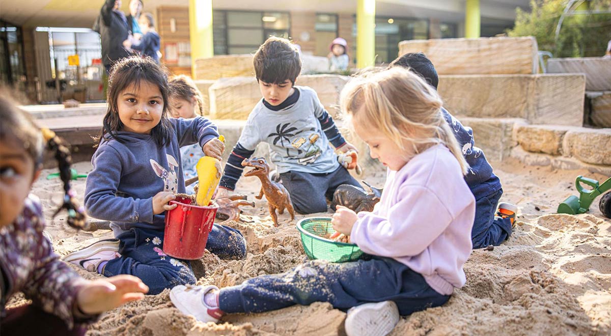 St Luke's Marsden Park students playing in sand pit