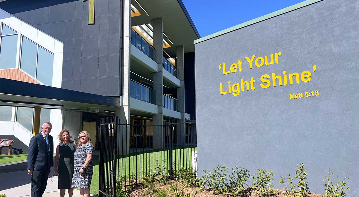 St Lucy's Principal David Raphael, Catholic Schools Parramatta Diocese Executive General Manager Student Support Dianne Van Berlo and St Angela's Principal Leanne Nettleton